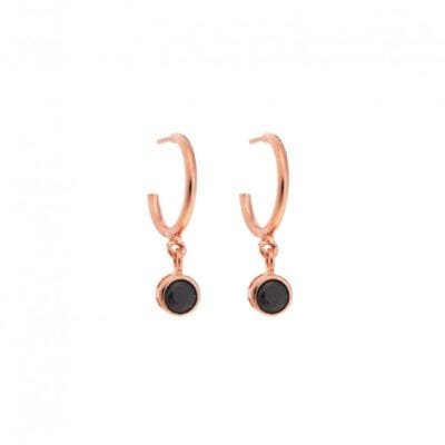 Rose gold plated sterling silver earrings, round solitaire