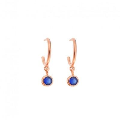 Rose gold plated sterling silver earrings, round solitaire