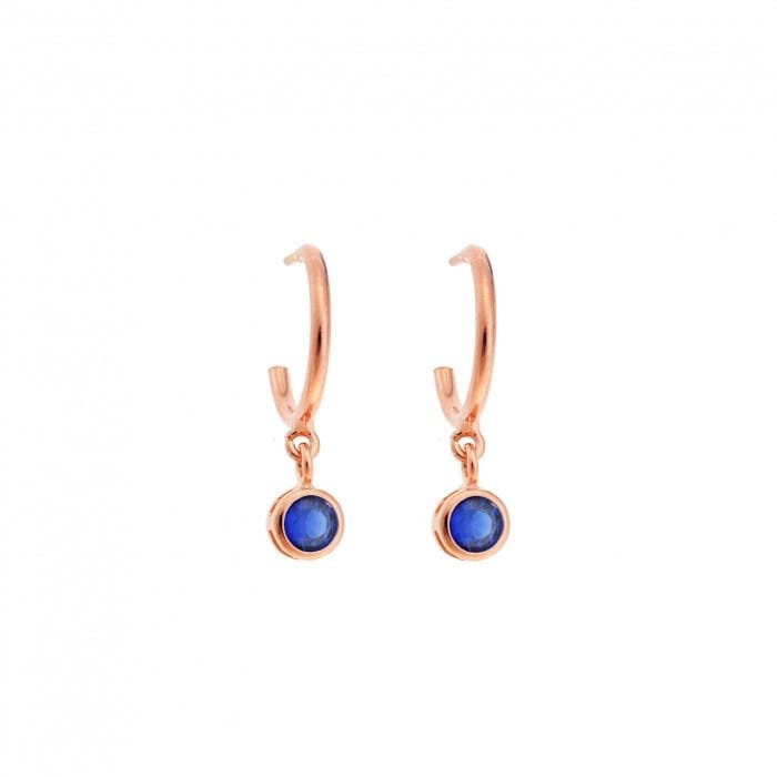 Rose gold plated sterling silver earrings, round solitaire