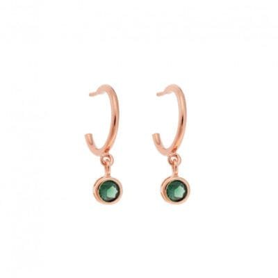 Rose gold plated sterling silver earrings, round solitaire