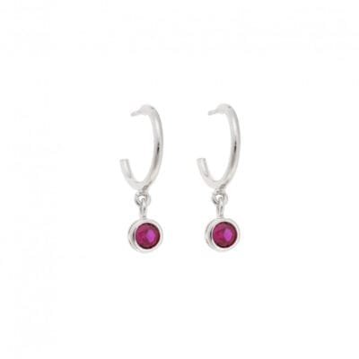 Earrings Hoops silver 925, solitaire round