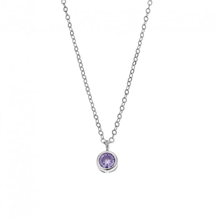 Necklace Silver 925° Pendant with solitaire ring with zircon