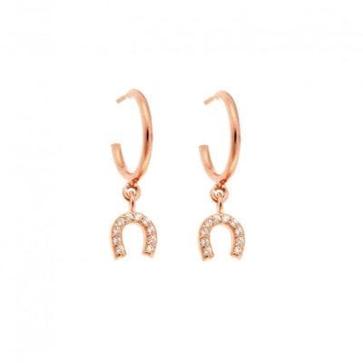 Σκουλαρίκια Ασήμι 925° Κρίκοι με πέταλο