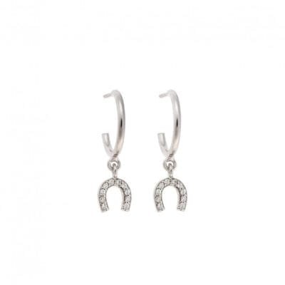 Hoop earrings silver 925, horseshoe