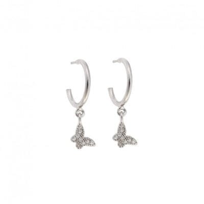 Σκουλαρίκια Ασήμι 925° Κρίκοι με πεταλούδα