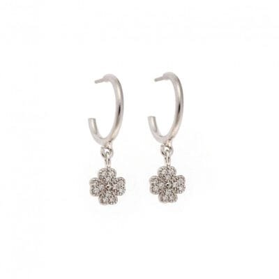 Hoop earrings silver 925, clover