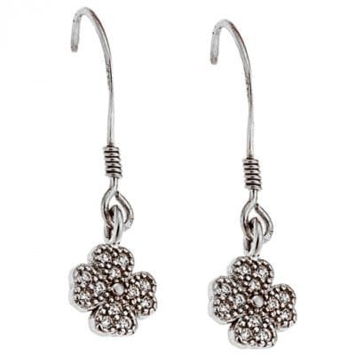 Σκουλαρίκια  Ασήμι 925° Κρεμαστά με λουλούδι