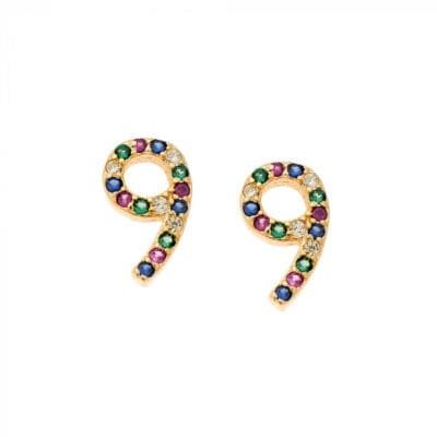 Σκουλαρίκια Ασήμι 925° Καρφωτά με πολύχρωμα ζιργκόν