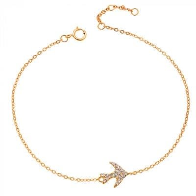 Βραχιόλι Ασήμι 925° με  χελιδόνι με λευκά ζιργκόν