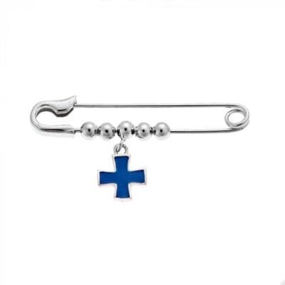 Παραμάνα ασήμι 925 με μπλε σταυρό