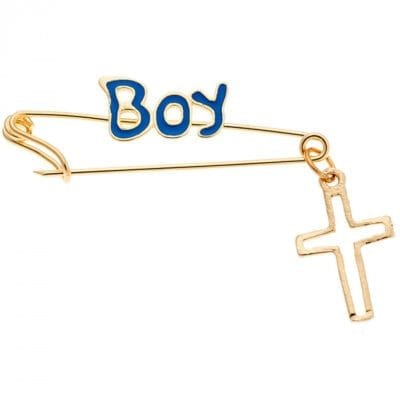 Παραμάνα ασήμι 925 επιχρυσωμένο, Boy και σταυρός