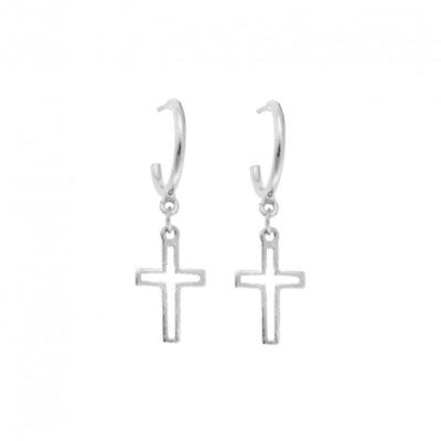Earrings Lilies silver 925, cross