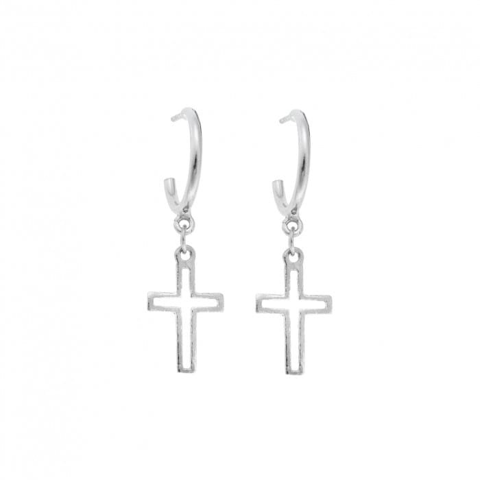 Earrings Lilies silver 925, cross