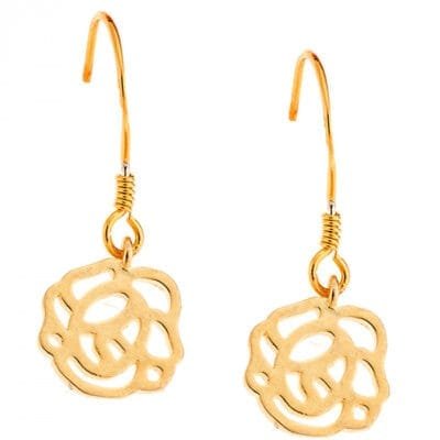 Σκουλαρίκια Ασήμι 925° Κρεμαστά με λουλούδι