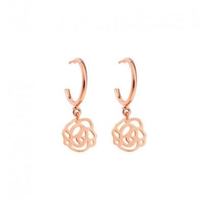 Rose gold plated silver earrings, pink gold plated silver 925, flower