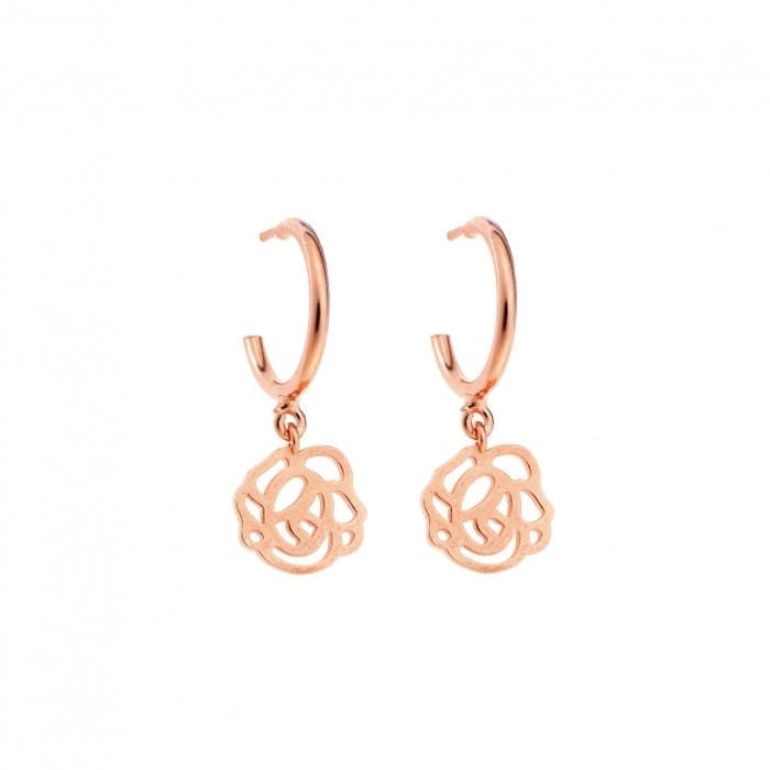 Rose gold plated silver earrings, pink gold plated silver 925, flower