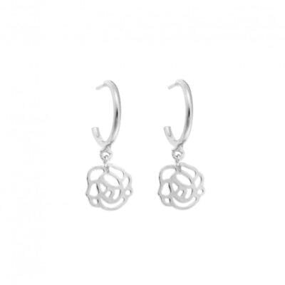 Earrings Hoops silver 925, flower