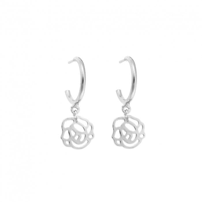 Earrings Hoops silver 925, flower