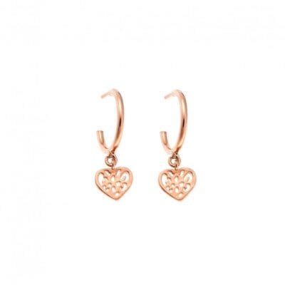 Rose gold plated sterling silver earrings, heart