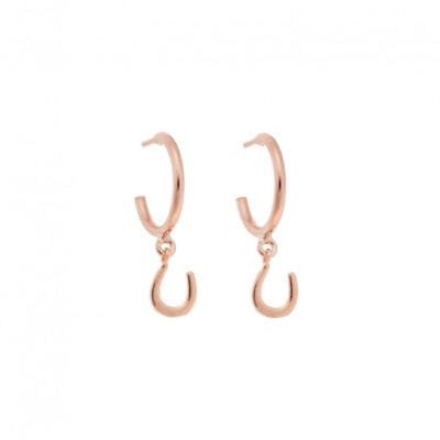 Rose gold plated silver earrings, pink gold plated silver 925, horseshoe