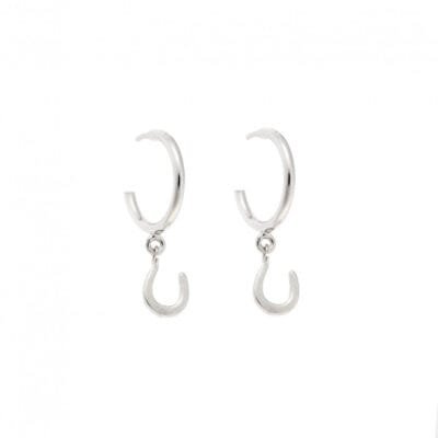 Hoop earrings silver 925, horseshoe