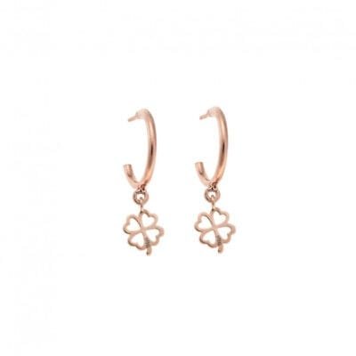 Rose gold plated silver earrings 925, clover