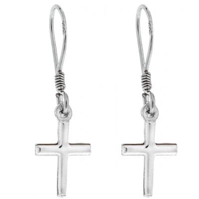 Σκουλαρίκια Ασήμι 925° Κρεμαστά με σταυρό