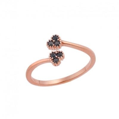 Chevalier Silver 925° Ring with two black hearts