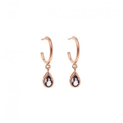 Rose gold plated sterling silver earrings, teardrop stone