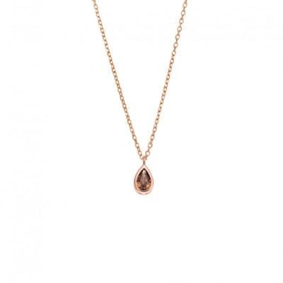 Necklace Silver 925° Pendant with oval in Rose Gold color