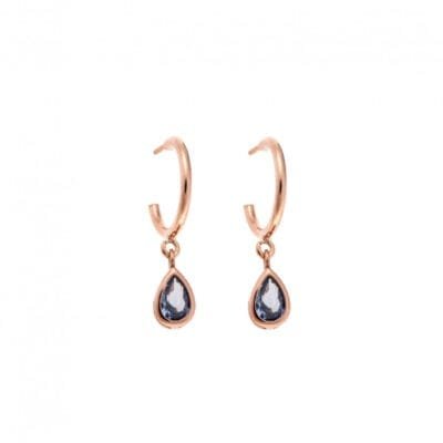 Rose gold plated sterling silver earrings, teardrop stone