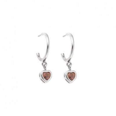 Earrings Silver 925° Pendant with ring with stone heart shape and silver color