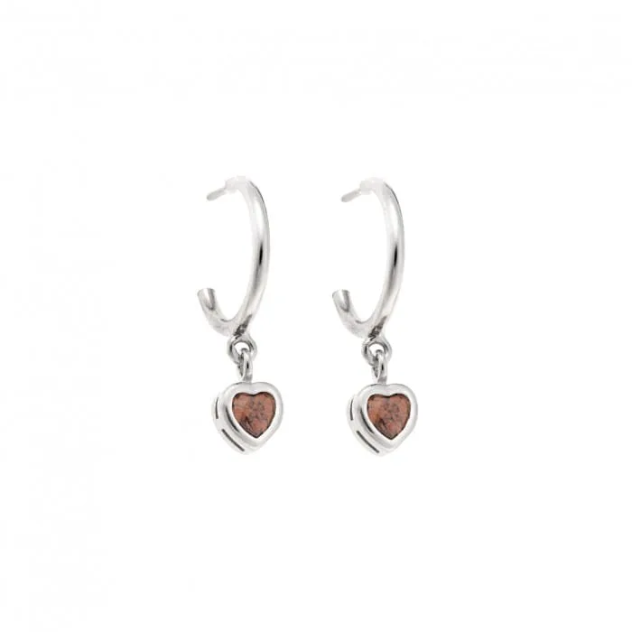 Earrings Silver 925° Pendant with ring with stone heart shape and silver color