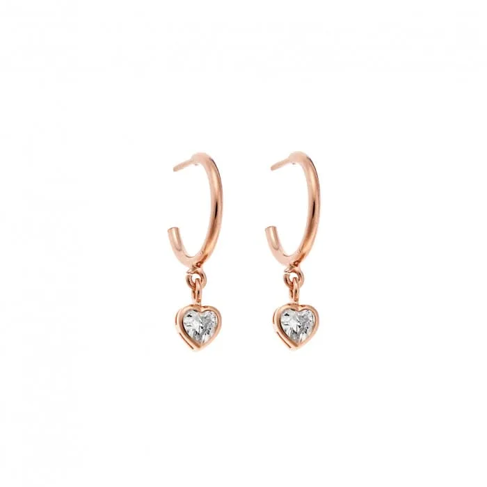 Earrings Silver 925° Pendant with ring with stone in the shape of a heart