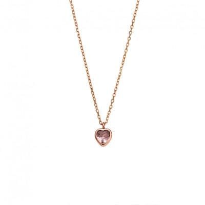 Necklace Silver 925° Pendant with heart in Rose Gold color