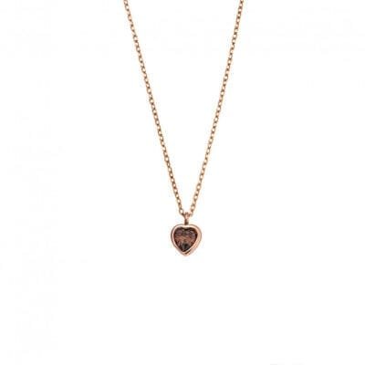 Pendant Silver 925 Rose Gold Plated heart with brown cubic zirconia