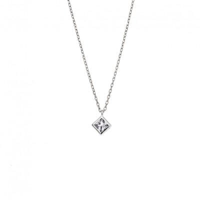 Necklace Silver 925° Pendant with square zircon in silver color