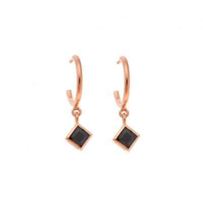 Rose gold plated sterling silver earrings, rhombus stone