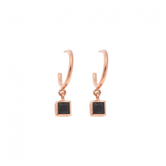 Rose gold plated sterling silver earrings, square stone