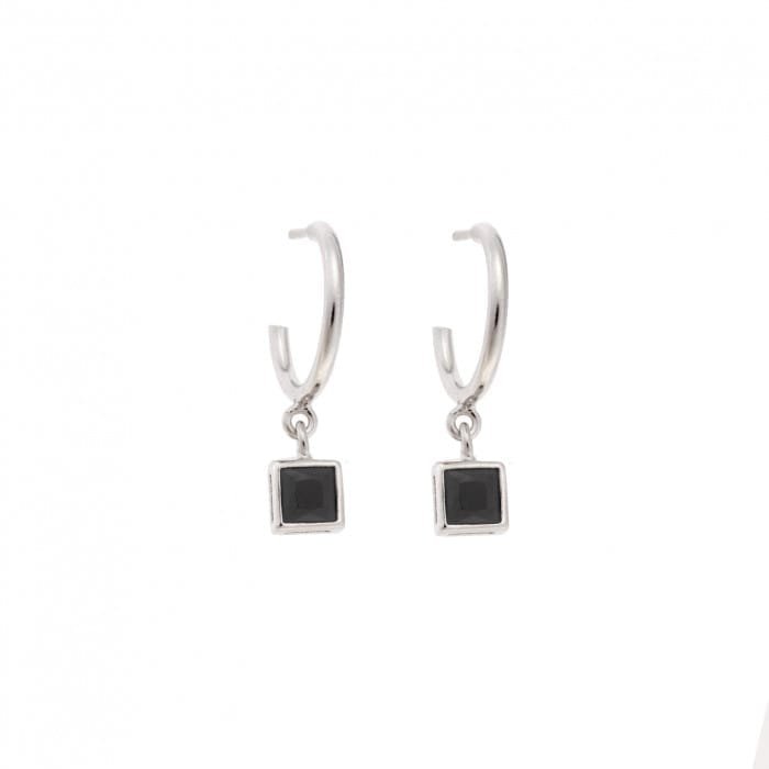 Earrings Lilies silver 925, square stone