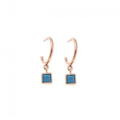 Rose gold plated sterling silver earrings, square stone