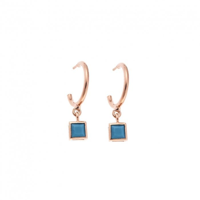 Rose gold plated sterling silver earrings, square stone