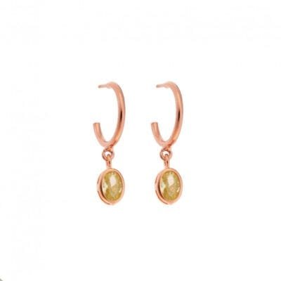 Rose gold plated sterling silver earrings, oval stone