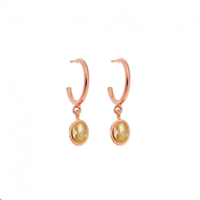 Rose gold plated sterling silver earrings, oval stone
