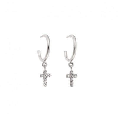 Earrings Lilies silver 925, cross