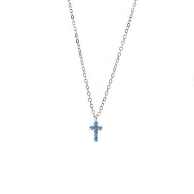Silver 925 pendant, cross with turquoise cubic zirconia