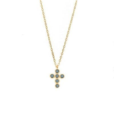Pendant Silver 925° Necklace with Cross with zircon in gold color