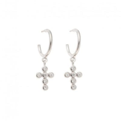 Earrings Lilies silver 925, cross