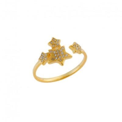 Silver ring 925° with Stars and white cubic zirconia