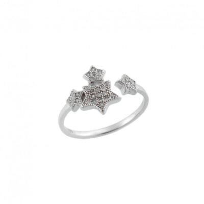 Silver ring 925° with Stars and white cubic zirconia